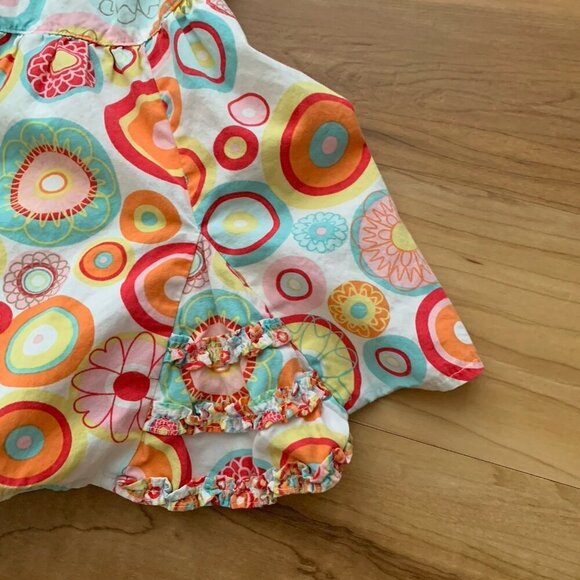 Deux Par Deux Girls Floral Geometric Dress Size 6 Short Sleeve Cotton - Picture 6 of 10